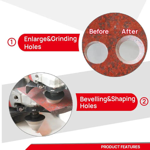 Diamond Tile Hole Saw Kit 10 Pack Pro Grade Core Drill Bits Set showing hole enlargement and bevelling features