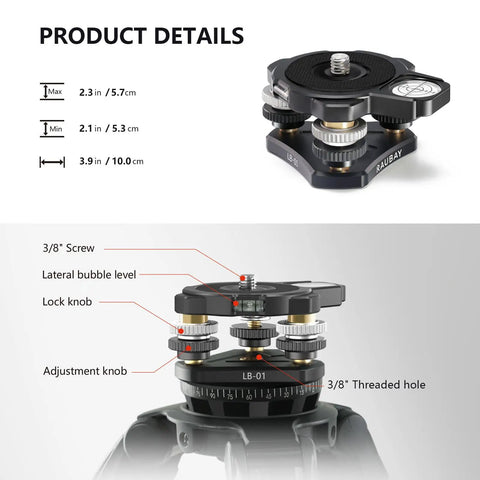 Tripod Leveler Stand For Seestar S50 With Plus Or Minus 6 Degree Micro Adjust Leveling Base, CNC Aluminum, LB01 with bubble level.