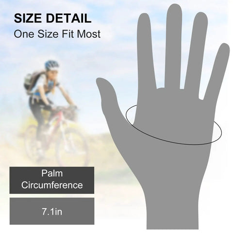Womens Dope Edgy Punk Fingerless Leather Gloves Featuring Chill Ride Ready PU Half Finger Design With Grippy Wrist Wrap For Motoring Night Rides And Casual Hangout Wear size detail showing palm circumference of 7.1in.