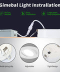 Gimbal Recessed LED Lights 4 Inch Pack Of 12 Eyeball Recessed Lighting With Junction Box showing installation features and design details.