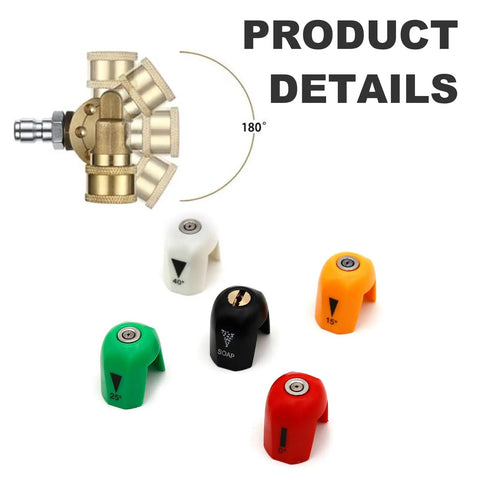 Pivoting Coupler Kit With Nozzle Tips For Pressure Washers Pro Grade 4500 PSI One Quarter Inch Quick Connect Replacement