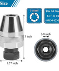 Heavy Duty Damaged Bolt And Stud Extractor Tool with 3/8 inch drive and 1/4 to 1/2 inch fit, detailed size view
