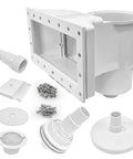 Above Ground Pool Skimmer Kit With Wide Mouth Thru-Wall Opening, Durable ABS One-Piece Skimmer, installation components
