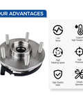 Rear Wheel Hub And Bearing Assembly Fits 2012-2016 Chrysler Town And Country, 2012-2020 Dodge Grand Caravan, 2012-2015 Ram C V, And 2012-2013 VW Routan With ABS - OEM-Grade Replacement, Direct Fit, Easy Install, Built To Last beside advantages icons.