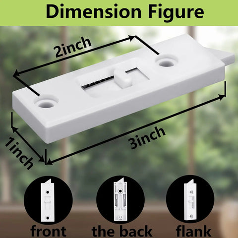 Heavy Duty Plastic Window Latch Locks 4 Pack Replacement Tilt Hardware Clip For Sliding Doors with dimensions shown in image.