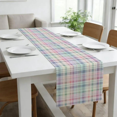 Pastel Colorful Plaid Linen Table Runner 72 Inch Long For Kitchen Island And Dining Room Decor Indoor Outdoor Party Ready 13x72 Inch