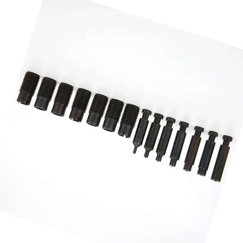 Handheld Power Punch Kit With Stainless Steel Hole Punch Pliers And 16 Piece Tool Set nozzles displayed on white background.