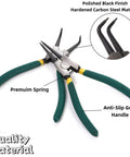 4 Piece Snap Ring Pliers Set, 7 Inch Beast Heavy Duty Internal External Circlip Pliers Kit with storage case, shown with straight and bent jaws.