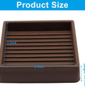 Brown Rubber Caster Cups 2x2 In Non Slip Furniture Feet Protectors 4 Pack dense rubber gripper pad shown with measurements.
