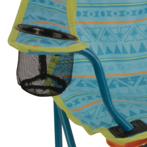 Close-up of cup holder on Kids Glow In The Dark Camping Chair With Cup Holder And Carry Bag Portable Outdoor Folding Seat For Children