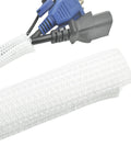 12ft Self Wrapping Cable Management Sleeve For Desk Wall And Floor Braided Mesh Split Loom Tubing Hider Pet Proof Wire Protector Kit