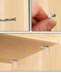 Beefy Heavy Duty Shelf Brackets And Wall Mounts For Cabinets And Closets being installed with drill and pegs.