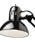 Close-up of 32 Inch Swing Arm Clamp On Desk Lamp Black Finish With LED Bulb Included showing lamp head and adjustable arm.