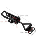 Diagram of 4 Pack Stainless Steel Adjustable Toggle Clamps With Quick Release Pull Latches, black finish, showing dimensions.