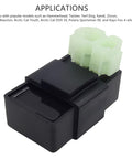 Image of Hot 6 Pin AC CDI Box for GY6 49cc 50cc 125cc 150cc Engines fit in mopeds, scooters, ATVs, and go-karts, black module view.