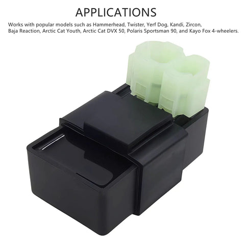 Image of Hot 6 Pin AC CDI Box for GY6 49cc 50cc 125cc 150cc Engines fit in mopeds, scooters, ATVs, and go-karts, black module view.