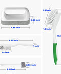 Holikme 6-pack kitchen cleaning brushes green; front compact sponge brush, long-handled bristle brush, and scraper.
