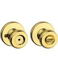 Interior Privacy Door Knob With Lock For Bathroom And Bedroom, Polished Brass Turn Lock Doorknob, No Key Needed, 1 Count