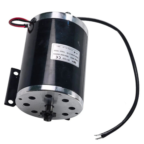 Mean Torque 48V 1000W Brushed DC Motor With 12mm Shaft 3000 RPM T8F 9 Tooth Sprocket And Mount Base, side view