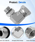 Heavy Duty 3/8 Inch Male SAE ORB to 1/2 Inch Female NPSM Swivel 90 Degree Hydraulic Elbow Adapter, carbon steel