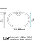 Killer Matte Black Oval Towel Ring Features Smooth Swivel Action Wall Mounted Bathroom Accessory dimensions and installation details