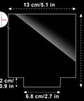 Front view of clear cast acrylic sheet, 5.9 x 5.1 in, 4 mm thick, with a bottom notch