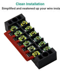 Two Pack Six Position Dual Row Screw Terminal Strips With Covers 600V 25A And Six Position Pre Insulated Barrier Strips 400V 25A