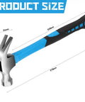 Claw Hammer With Comfort Grip Framing Style Stubby Hammer 11 Point 5 Oz Stainless Steel Smooth Head Non Slip Handle Shock Absorbing Workhorse For DIY Projects Home Improvement Garage And Workshop, 270mm length