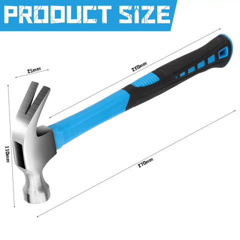 Claw Hammer With Comfort Grip Framing Style Stubby Hammer 11 Point 5 Oz Stainless Steel Smooth Head Non Slip Handle Shock Absorbing Workhorse For DIY Projects Home Improvement Garage And Workshop, 270mm length