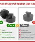Image comparing Non Marring Rubber Jack Pads For Corvette Lift Pucks Set Of 4 with other jack pads, highlighting advantages.