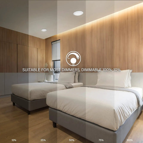 20 Pack 6 Inch LED Disk Light With Dope 5CCT Switchable Color Temperature 2700K To 5000K Dimmable in bedroom setting