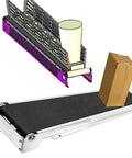 Built Different Desktop Conveyor Belt With Quick Speed Dial And Hella Smooth Anti Static Design For Zero Hassle Package Moving In Home Shops And Tiny Warehouses with box and diagram