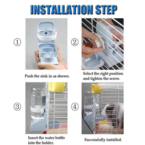 Installation steps for Two Pcs 17oz Silent Water Bottle For Small Animals With Leak Proof Spout Keeps Your Bed Dry.