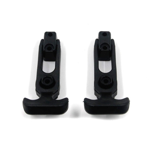 Two black Tulead T-handle boat hatch latches, plastic, 4.3 x 2 in, front view