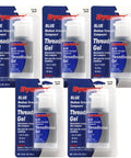 Blue Gel Threadlocker Medium Strength 1.20 Oz Bottle Removable With Hand Tools Locks Metal Fasteners Tight 5 Pack