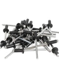 Tough As Nails Aluminum Blind Rivets 100 Pack One Eighth Inch By One Quarter Inch Grip Black Coated Pop Rivets 3.2 By 6mm For Metalwork Auto And DIY Projects Home Improvement And General Repairs, scattered view.