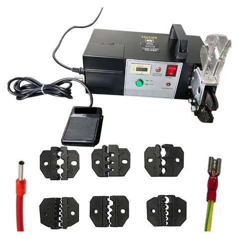 Beefy Ratcheting Electrical Terminal Crimping Tool With Seven Quick Swap Jaws And Integrated Wire Stripper Plus Cutter for easy wire repairs.