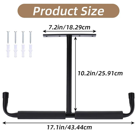 Measurement view of 4 Pack Overhead Garage Storage Hooks 17 Inch Heavy Duty Ceiling Mount Hangers Double T Bar Metal Ladder Racks