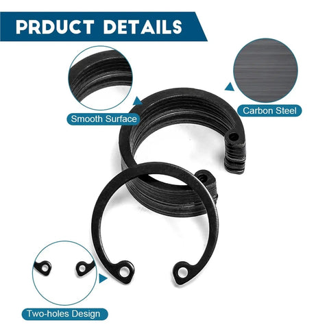 Internal Circlip Retaining Ring Kit 900Pcs To 1845Pcs Carbon Steel, two-hole smooth design, product details close-up