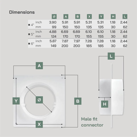 Diagram of 4 Inch Plastic Duct Connector Flange For HVAC Ventilation System showing measurements and dimensions