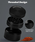 Black 2 Inch Spice Grinder For Kitchen Spices Screen Free 3 Piece 4 Part Zinc Alloy Portable Grinder With Sharp Teeth
