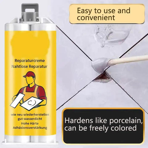 Fast Dry Tile Repair Glue Kit For DIYers All In One Tile Repair Set For Granite Marble Porcelain And Countertops Instantly Fix Chips And Cracks With A Seamless Invisible Finish Includes 3 Set No Mess Cleanup in use on tile crack