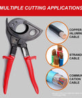 Heavy Duty Ratcheting Cable Cutter For Aluminum And Copper Wires Up To 400 Mm2 with one-hand operation displayed with cables