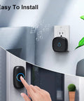 Wireless Doorbell System With Two Receivers And Two Push Buttons, Easy Setup, Adjustable Volume, 58 Chimes, Colorful LED, 1000 Foot Range, M520 F55, Black; plug-in receiver and button press