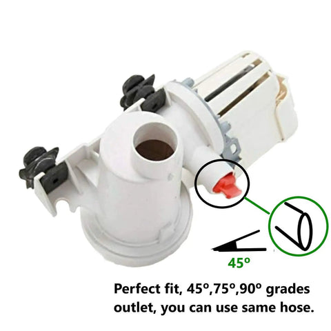 Front Load Washer Pump Replacement Fits W10241025 W10321032 46197020 And Dozens More Maytag Part Numbers, side view.