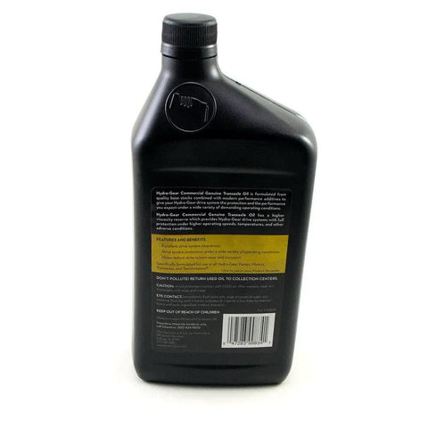 Back view of Commercial Transaxle Oil For Pumps Motors And Transmissions, 1 Quart 32 Oz bottle with usage instructions.