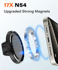 Flexible Gooseneck MagSafe Phone Holder for iPhone Long Arm Gym Mount with 17x N54 magnets securing phone.