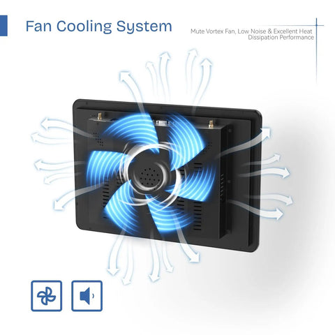 Fan cooling system of 15.6 Inch Rugged Industrial Panel PC With 10 Point Capacitive Touch 1920x1080, VESA Bracket, Windows 11 Automation PC