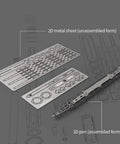Steampunk 3D Metal Pen Puzzle Kit For Adults Dope DIY Mechanical Construction Set With Simple Assembly Premium Writing Performance Creative Building Gift For Friends Black, 2D metal sheet and assembled pen