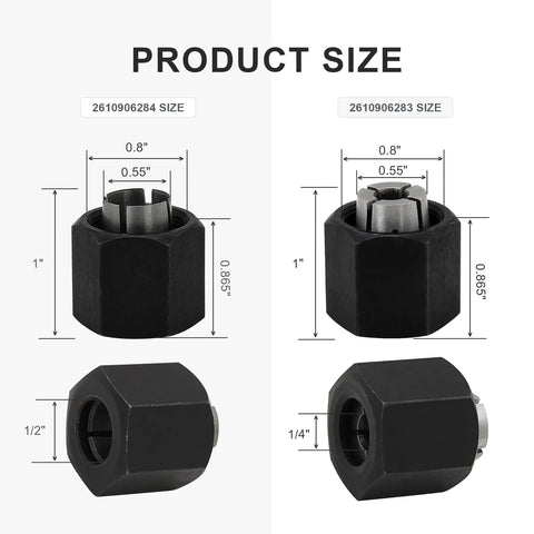 Dimensions of Router Collet Kit Replacement 1 Quarter Inch And 1 Half Inch Fits 1613 1617 1618 1619 Series Routers